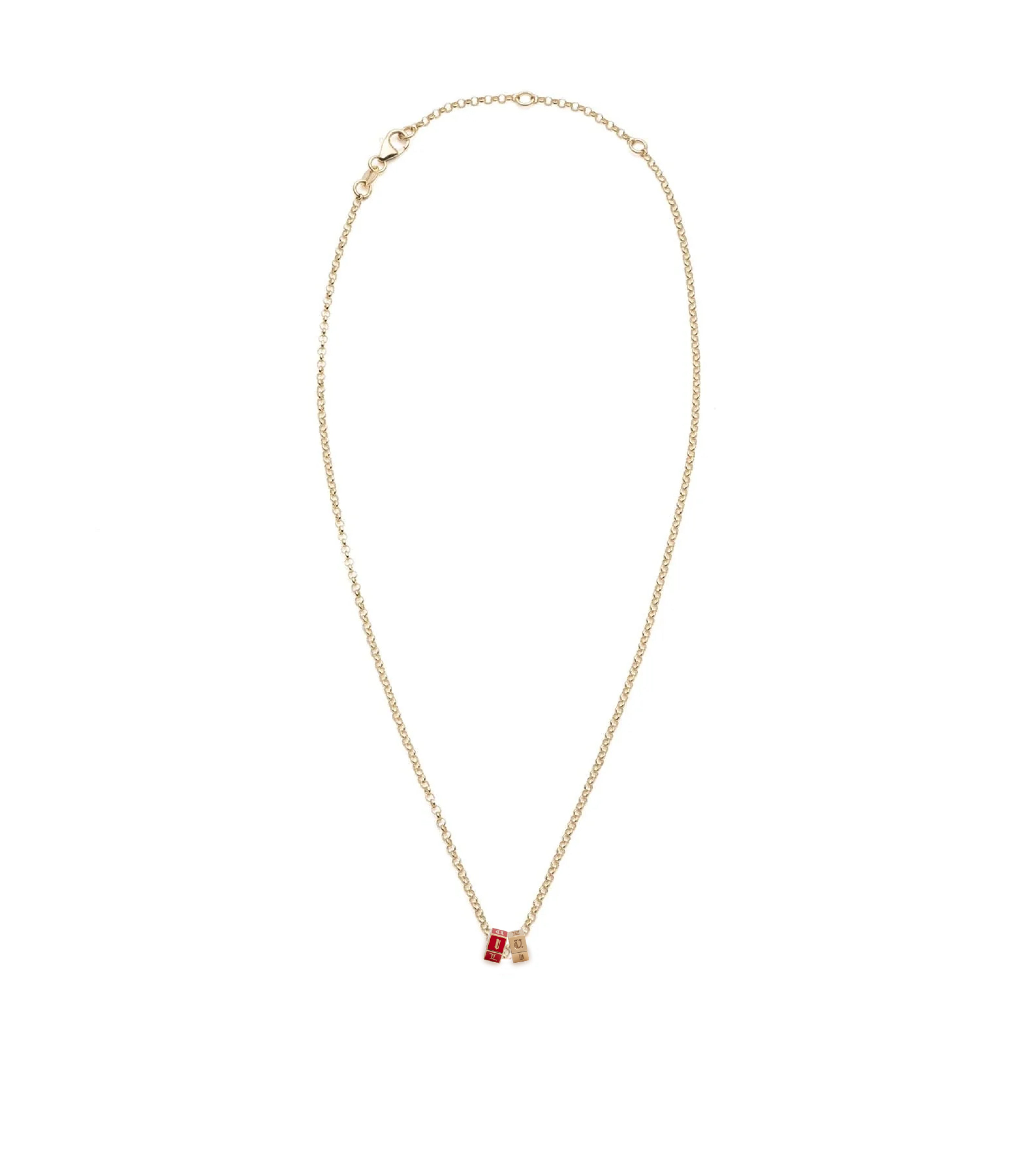 Gold & Red I Love U : Fine Belcher Necklace