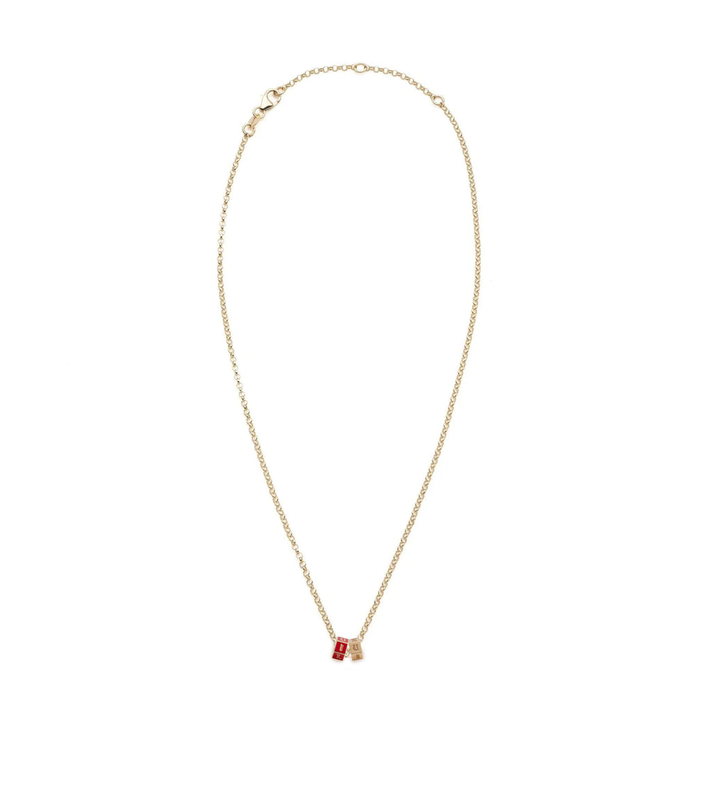 Gold & Red I Love U : Fine Belcher Necklace view 2