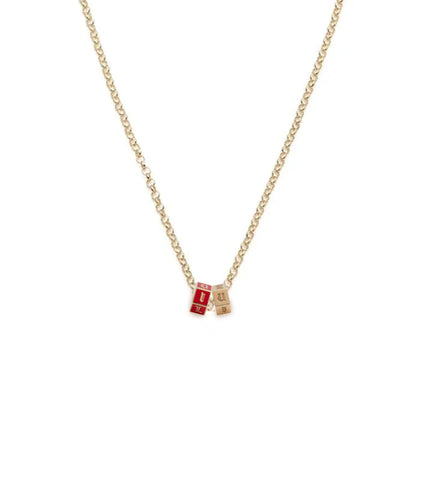Gold & Red I Love U : Fine Belcher Necklace