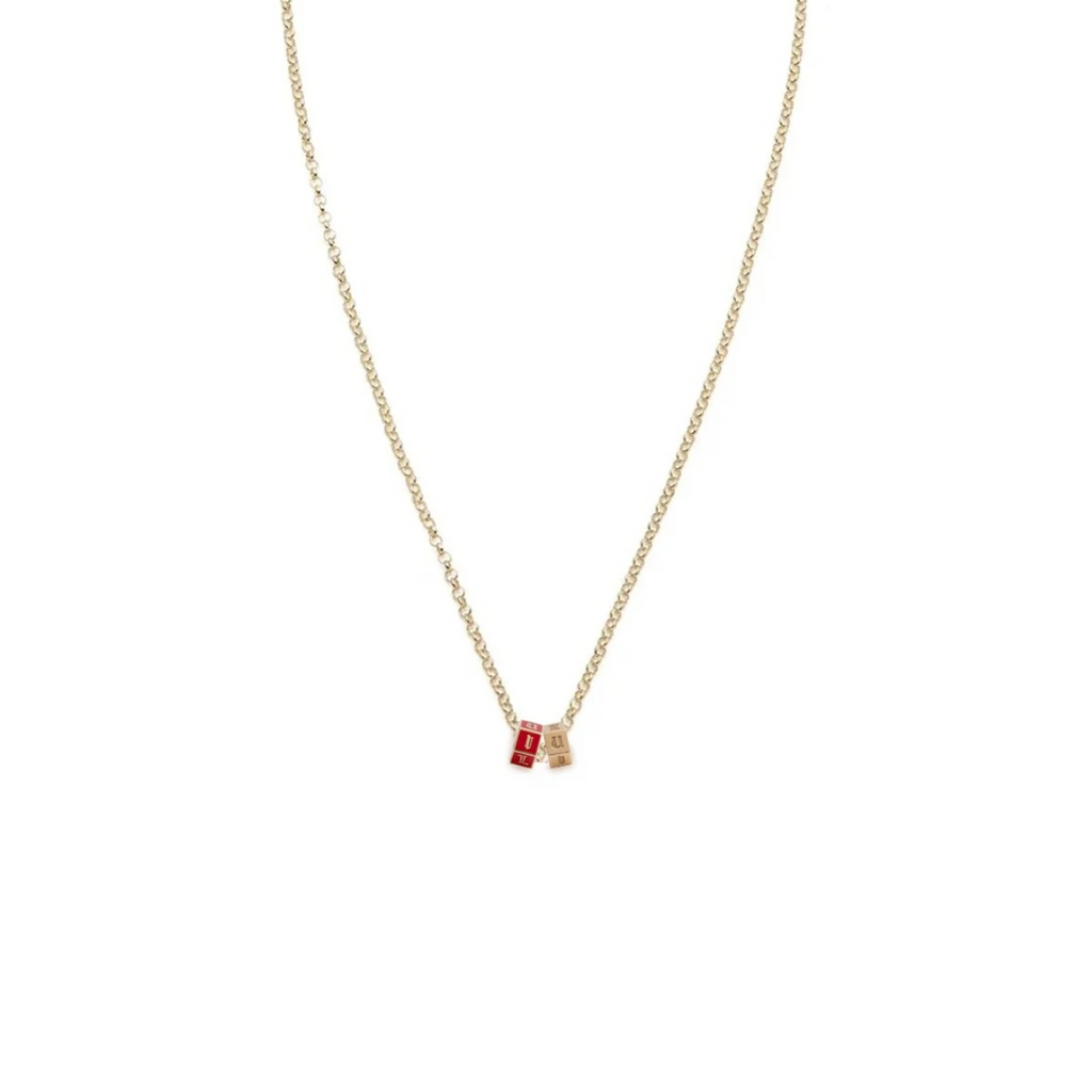 Gold & Red I Love U : Fine Belcher Necklace view 1