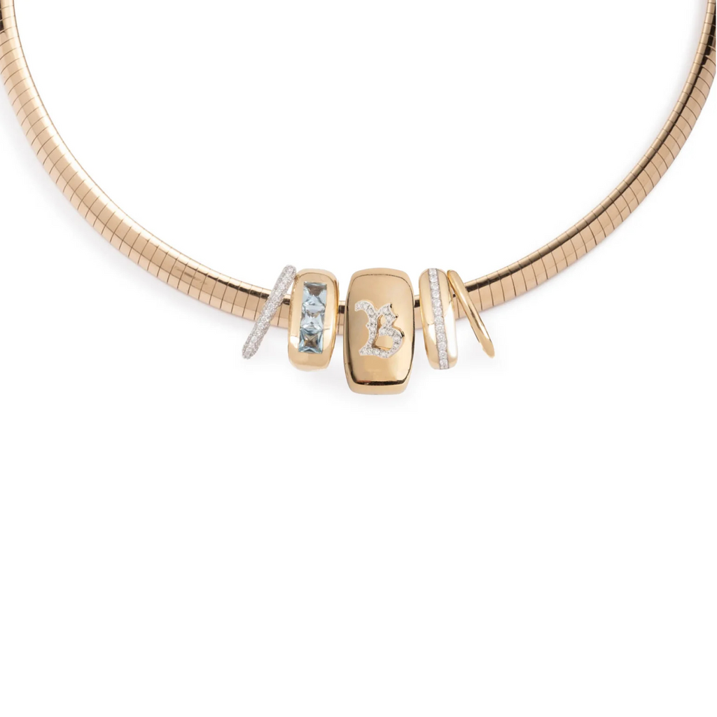 Oversized Heart Slide - Initials & Numbers : Medium Sleek Collar Necklace view 1
