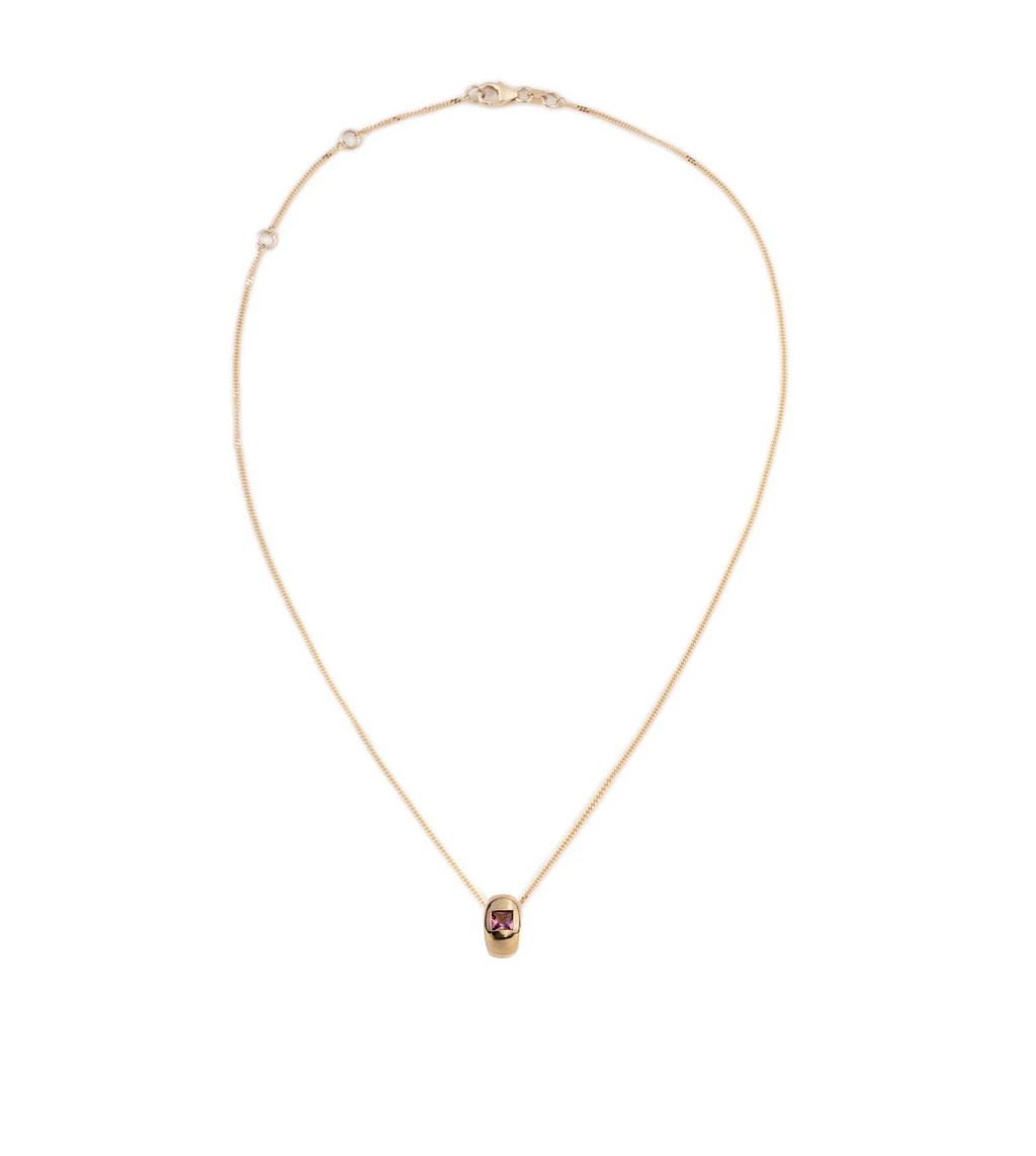 18K Yellow Gold Pink Tourmaline Heart Slide : Fine Diamond Cut Curb Chain Necklace – FoundRae