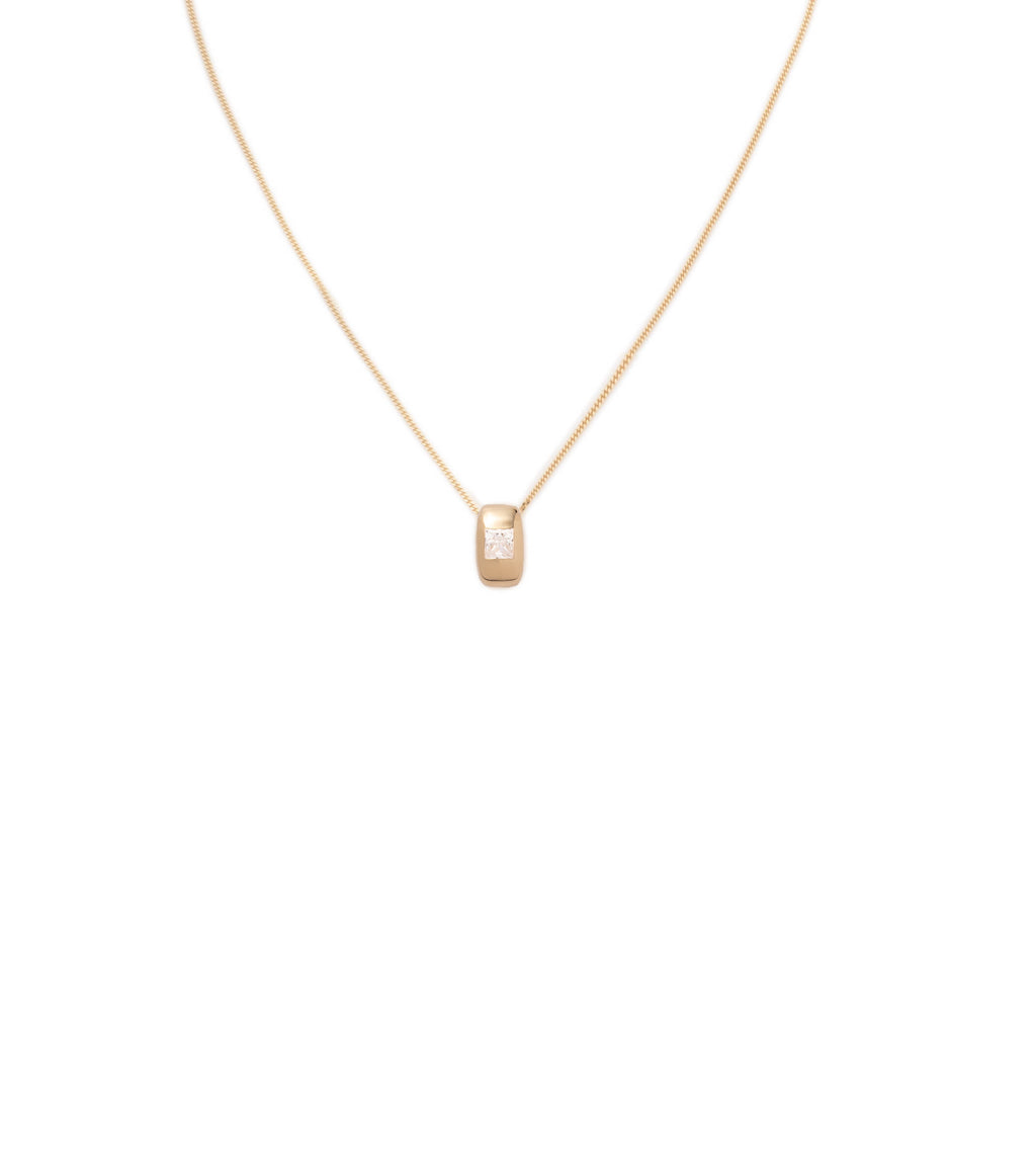 18K Yellow Gold Princess Cut Heart Slide : Fine Sleek Curb Chain – FoundRae