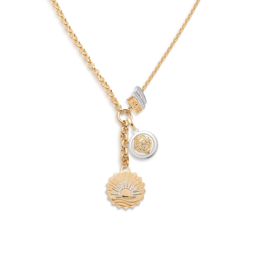 Internal Compass & Strength : Heavy Mixed Belcher Necklace with Heart Slides view 1