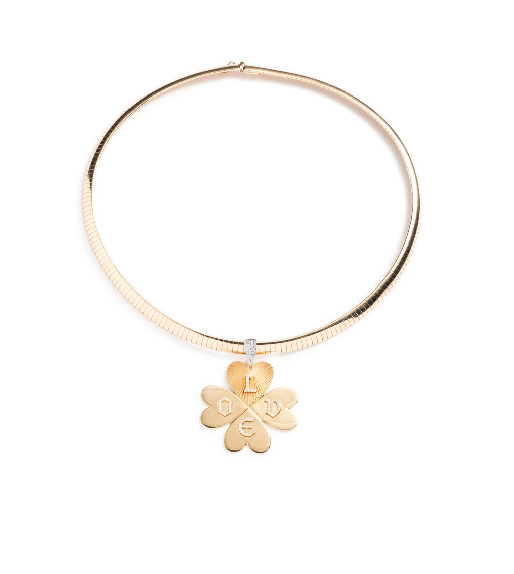 18K Yellow Gold Custom Four Heart Clover - Love : Medium Sleek Collar Necklace – FoundRae