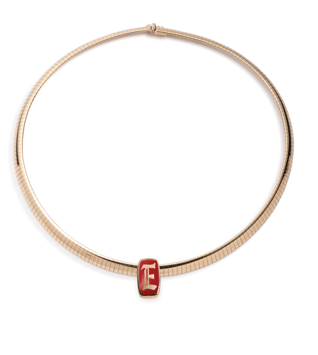 Initials & Numbers : Ceramic Heart Slide Sleek Collar Necklace view 2