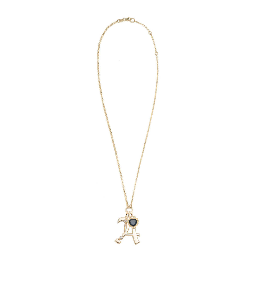 18K Yellow Gold Gemstone Heart & Oversized Initial : Open Chain Story – FoundRae