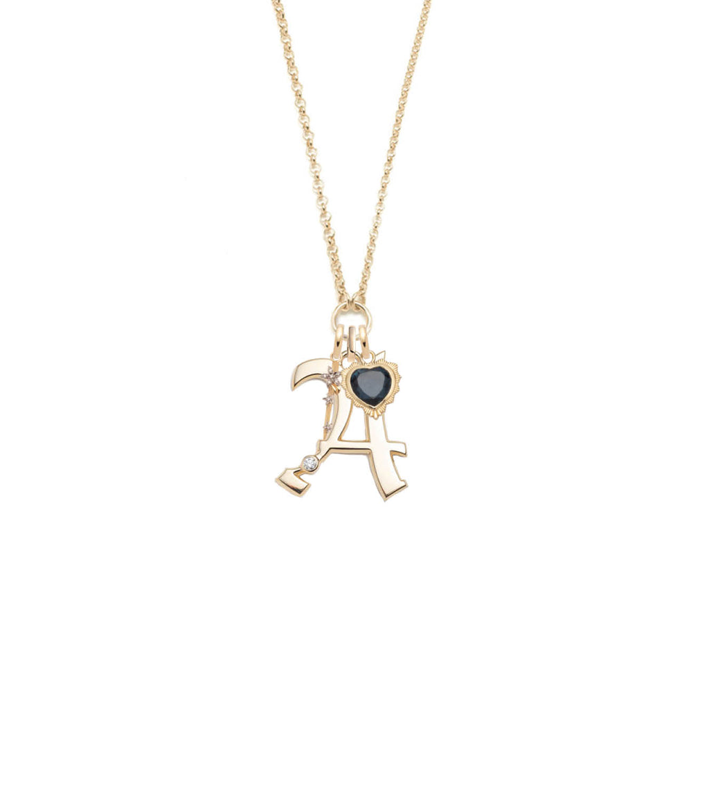 18K Yellow Gold Gemstone Heart & Oversized Initial : Open Chain Story – FoundRae