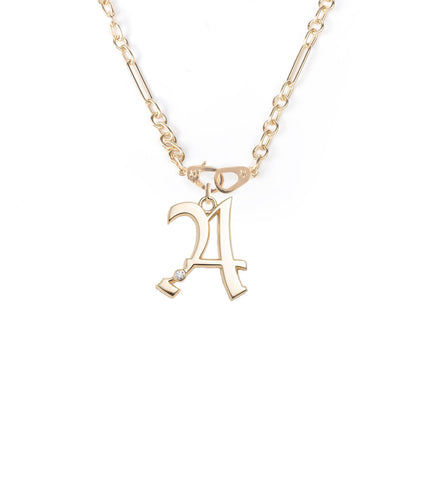Oversized Initial : Small Mixed Clip 36 Sister Hook Necklace
