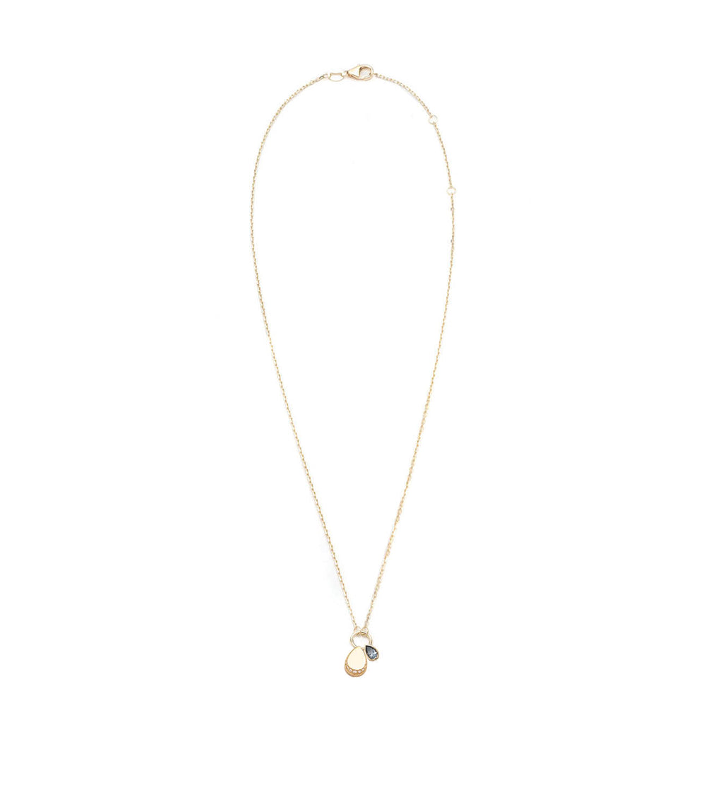 18K Yellow Gold Engravable Pear & Grey Spinel Pear Story : Fine Belcher Stationary Chain Necklace – FoundRae