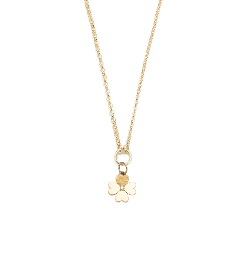 18K Yellow Gold Four Heart Clover : Engravable Miniature Medallion Fine Belcher Necklace – FoundRae