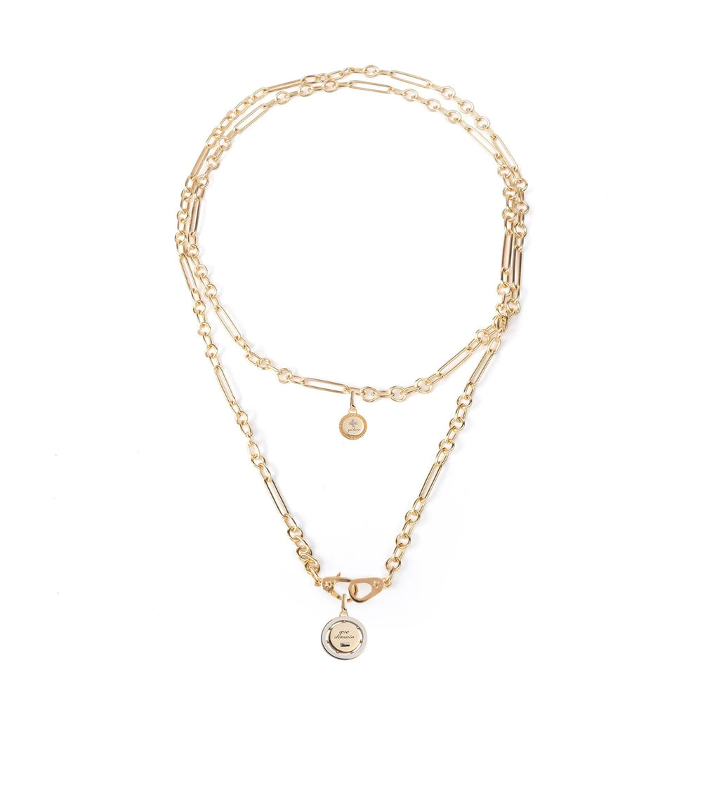 18K Yellow Gold Ever Growing - Vivacity : Double Wrapped Small Mixed Clip Sister Hook Chain Couplet Necklace – FoundRae