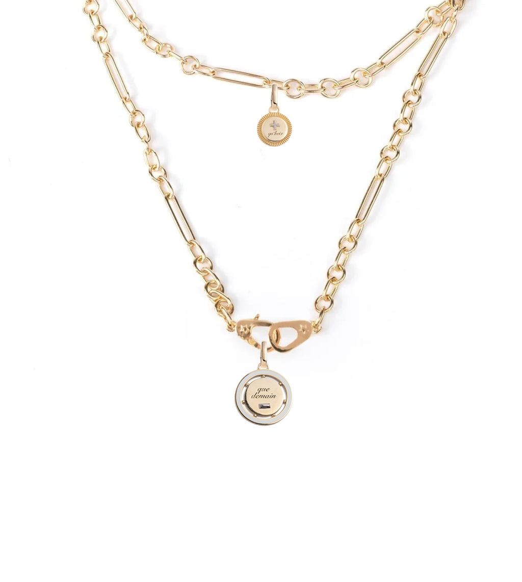 18K Yellow Gold Ever Growing - Vivacity : Double Wrapped Small Mixed Clip Sister Hook Chain Couplet Necklace – FoundRae