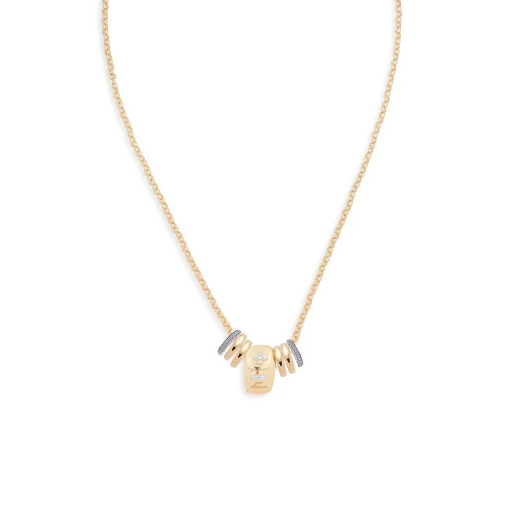 Ever Growing Love - Vivacity : Oversized, Gold, and Pave Oval Heart Beat Slide Medium Belcher Chain Necklace Story view 1