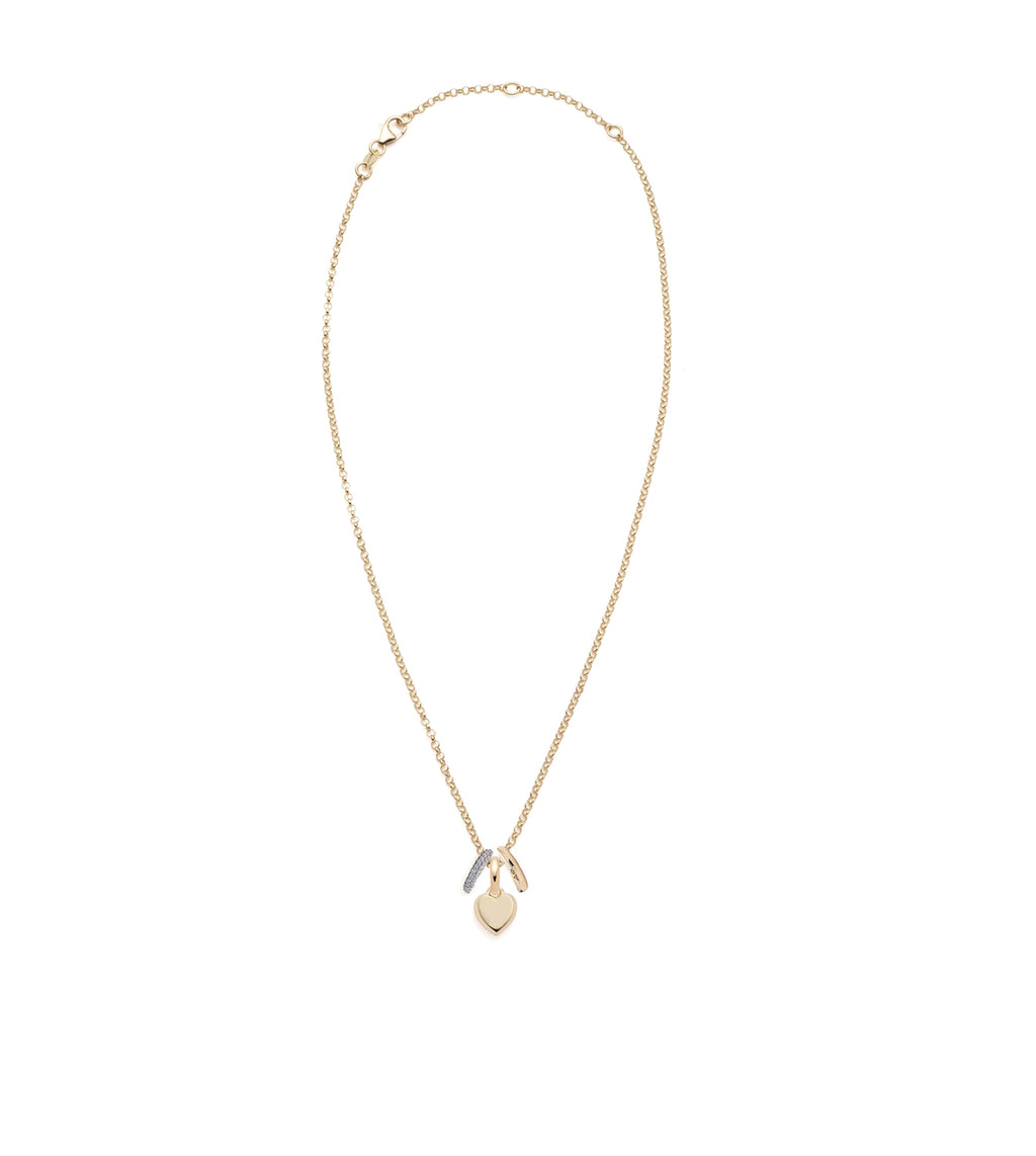 18K Yellow Gold Petite Heart Ingot & Gold and Pave Oval Heart Beat: Super Fine Belcher Chain Necklace – FoundRae