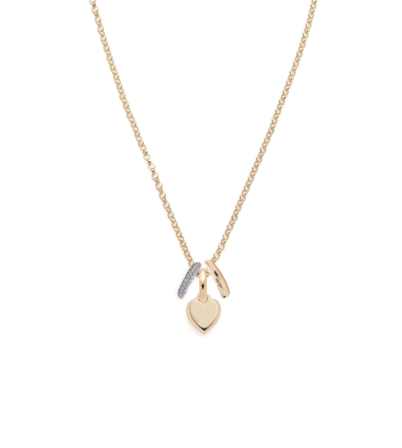 Petite Heart Ingot & Gold and Pave Oval Heart Beat: Super Fine Belcher Chain Necklace