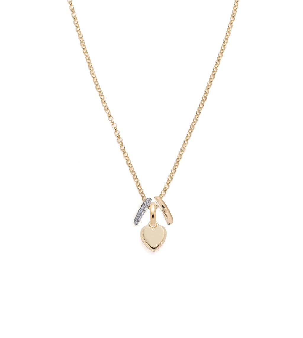 Petite Heart Ingot & Gold and Pave Oval Heart Beat: Super Fine Belcher Chain Necklace view 1