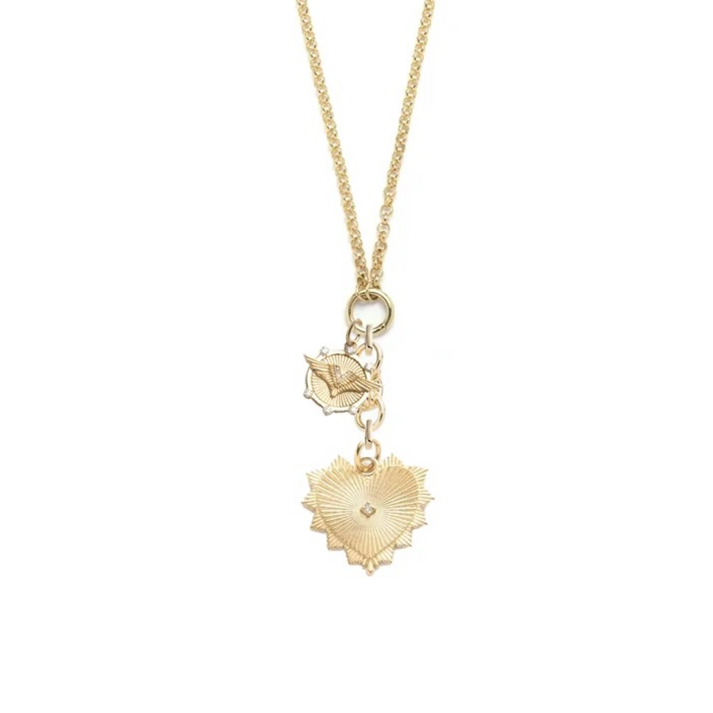 Medium Radiating Heart & Vivacity : Medium Open Belcher with Small Knot Extension Chain Necklace Story view 1