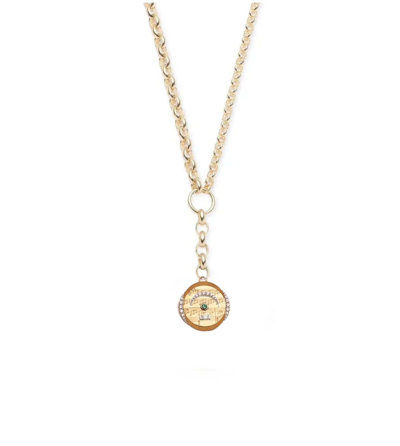 Foundrae Medium Mixed Belcher Extension Chain Necklace with Pause Medallion