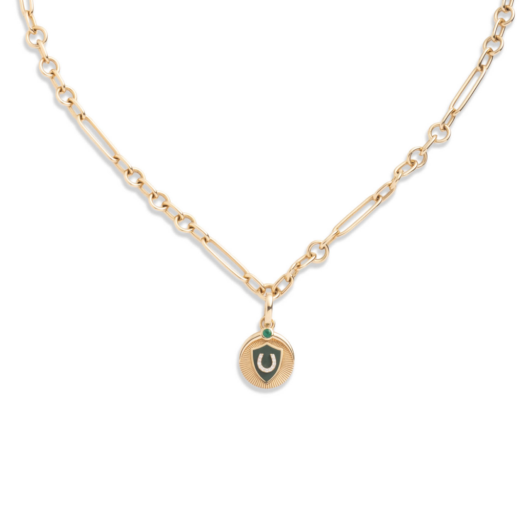 Protection Baby Ceramic Small Mixed Clip Necklace : in Yellow Gold view 1