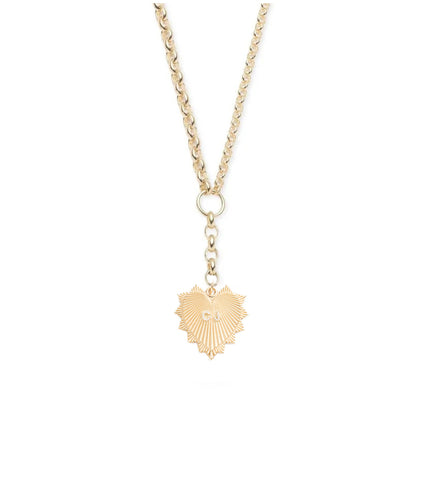 Custom Centered Radiating Heart : Heavy Mixed Belcher Extension Chain Necklace