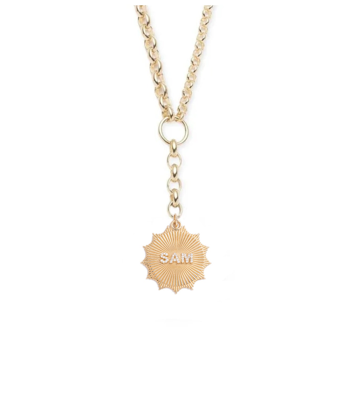 Custom Centered Radiating Love Token : Heavy Mixed Belcher Extension Chain Necklace