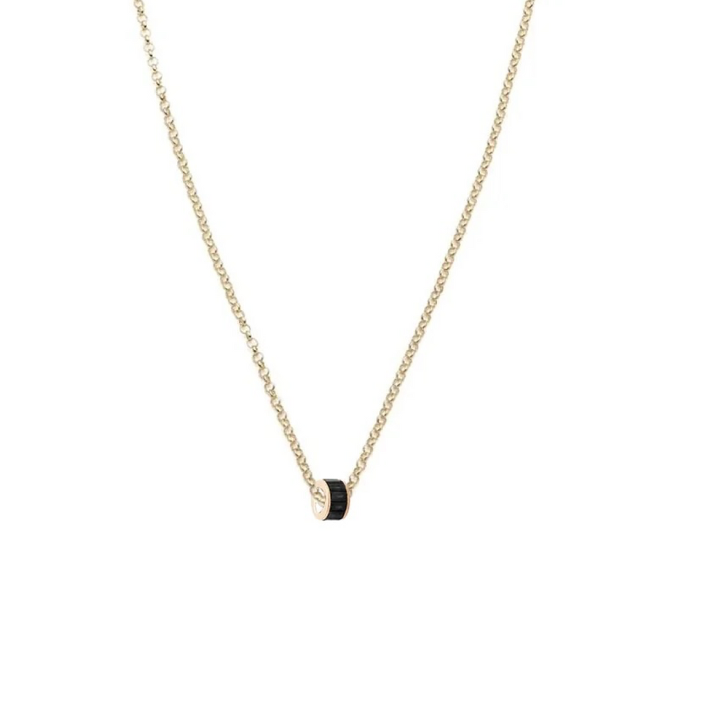 18K Yellow Gold Baguette Black Diamond - Love : Heart Beat Fine Belcher Chain Necklace – FoundRae view 1