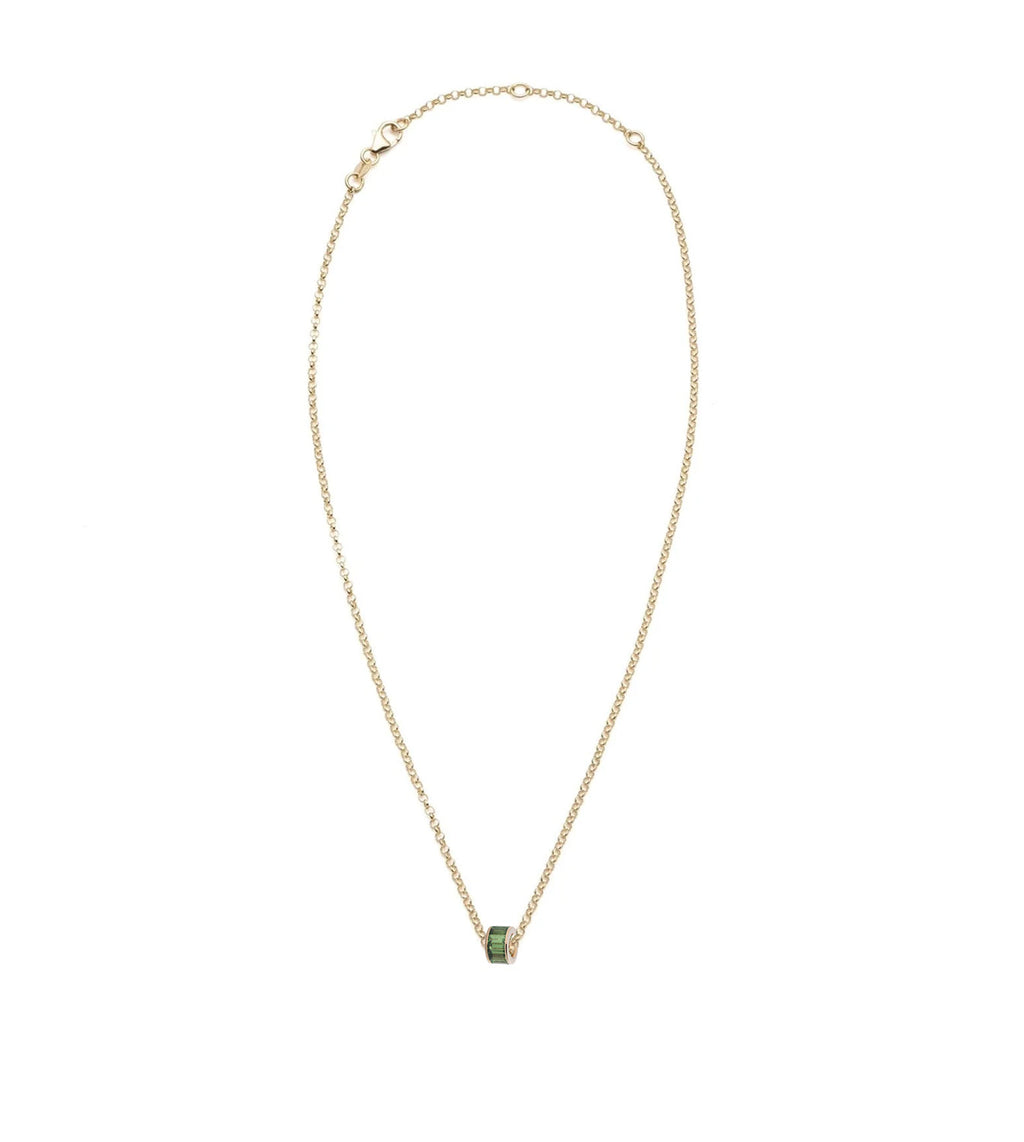 18K Yellow Gold Baguette Tsavorite - Love : Heart Beat Fine Belcher Chain Necklace – FoundRae