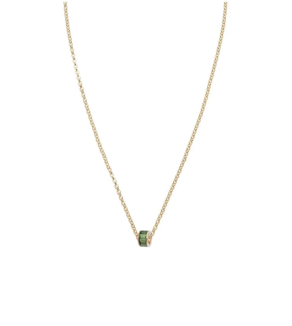 Baguette Tsavorite - Love : Heart Beat Fine Belcher Chain Necklace view 1