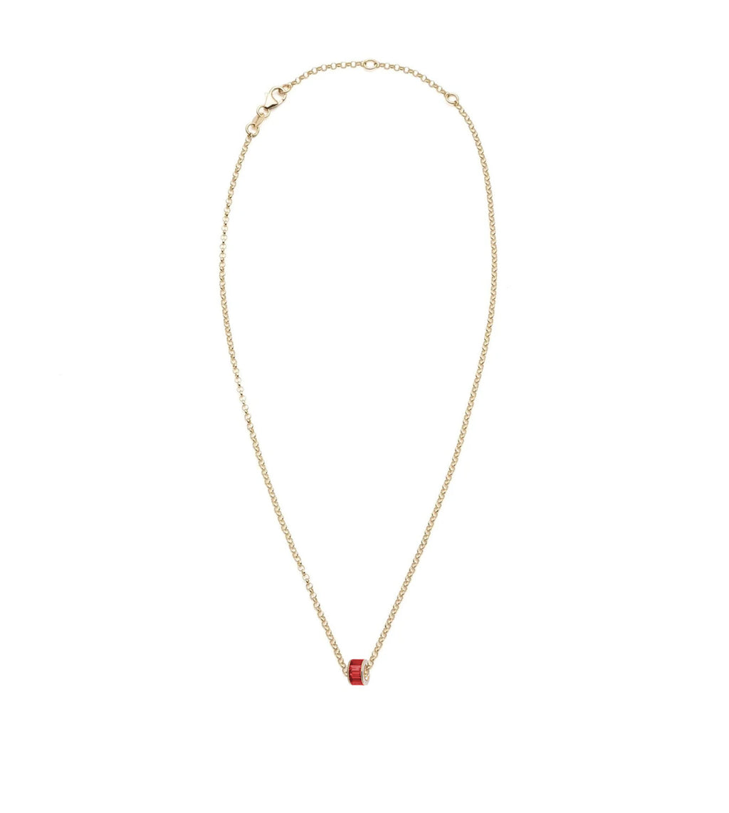 Baguette Ruby - Love : Heart Beat Fine Belcher Chain Necklace view 2