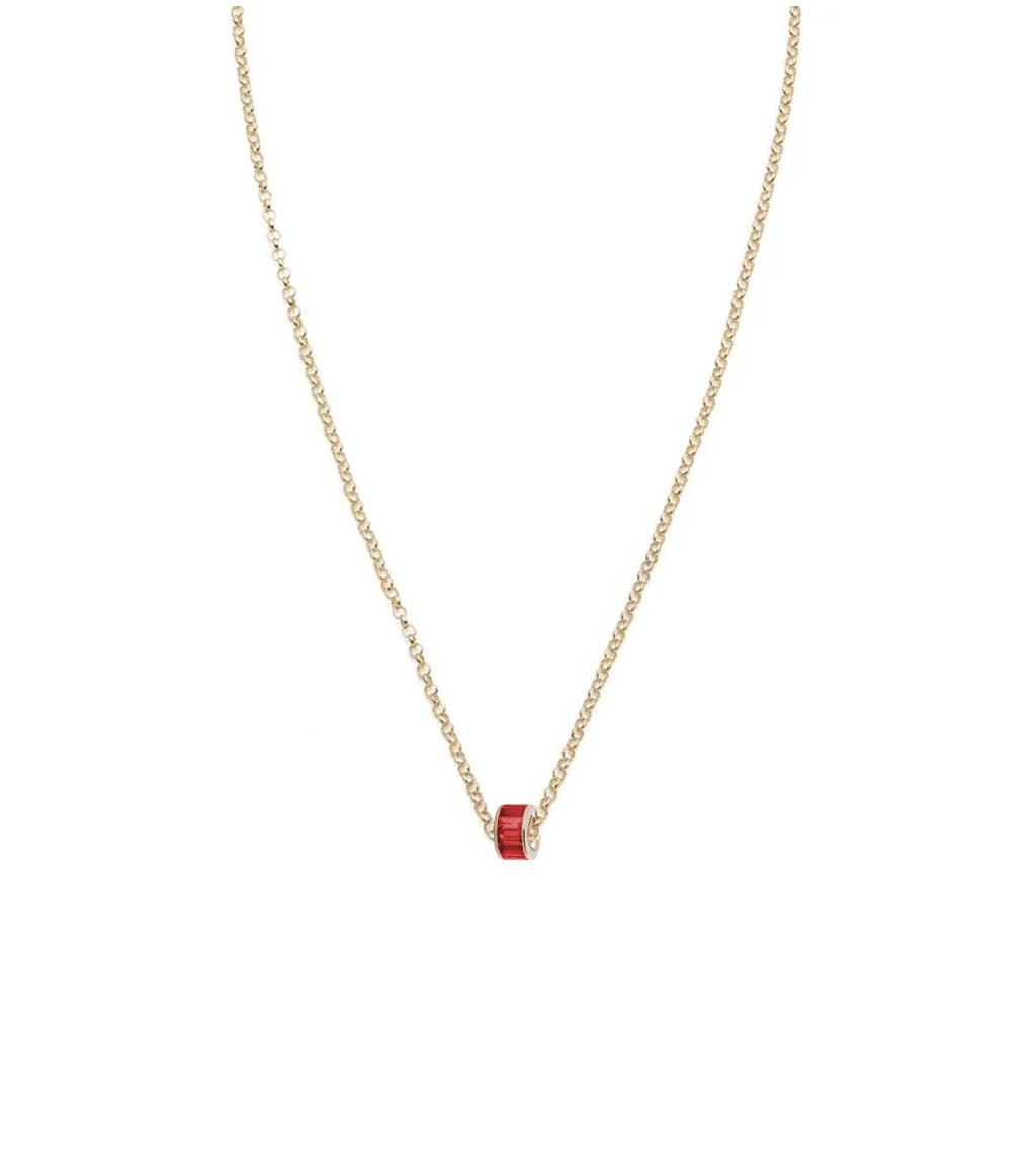 Baguette Ruby - Love : Heart Beat Fine Belcher Chain Necklace view 1