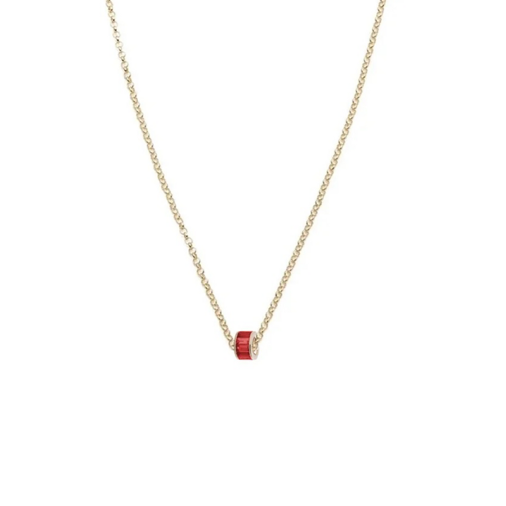 Baguette Ruby - Love : Heart Beat Fine Belcher Chain Necklace view 1
