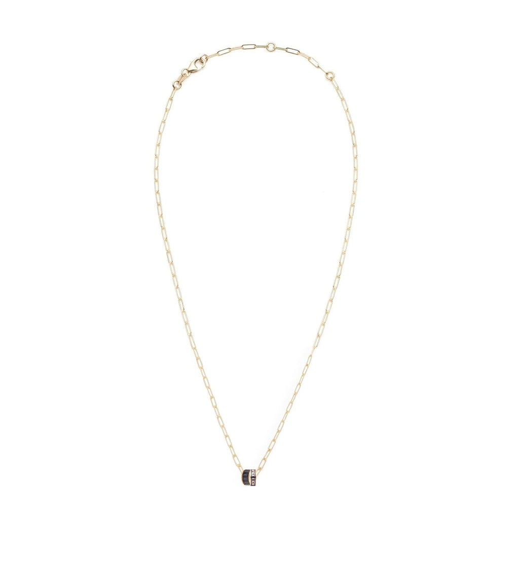 18K Yellow Gold Karma & Baguette Blue Sapphire : Heart Beat Super Fine Clip Chain Necklace – FoundRae