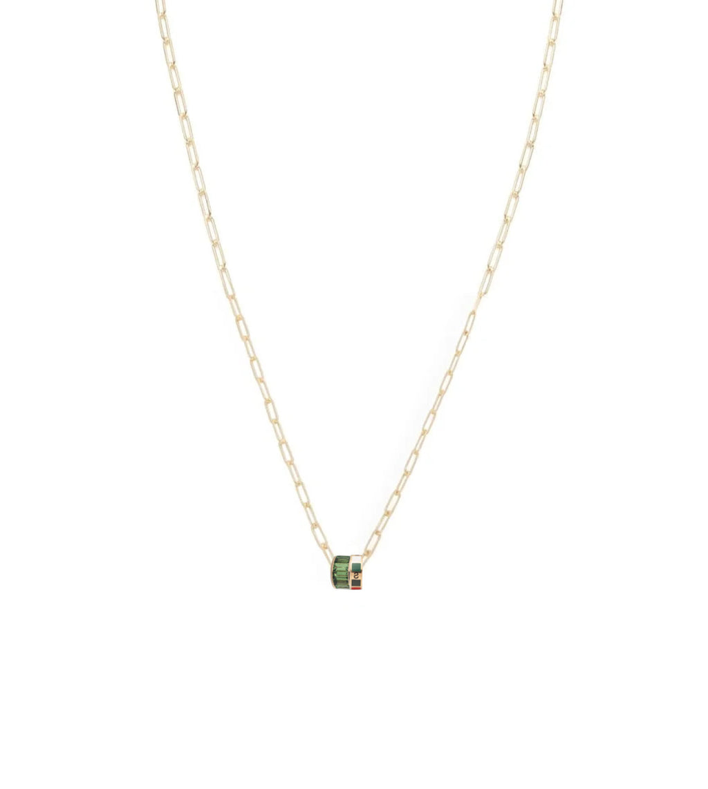 Internal Compass & Baguette Tsavorite : Heart Beat Super Fine Clip Chain Necklace view 1