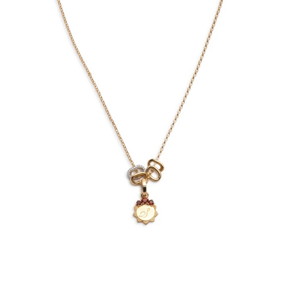 Engravable Birthstone Pendant : Fine Belcher Necklace view 1