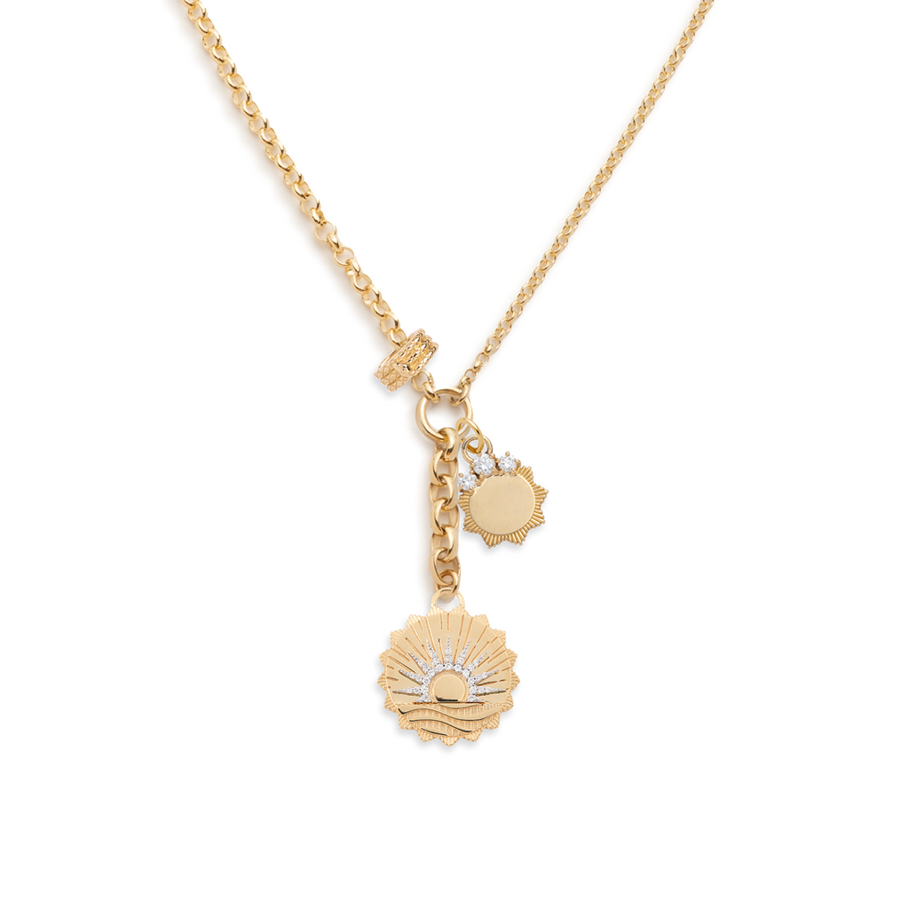 Internal Compass, Engravable & Wholeness : Medium Mixed Belcher Extension Necklace view 1