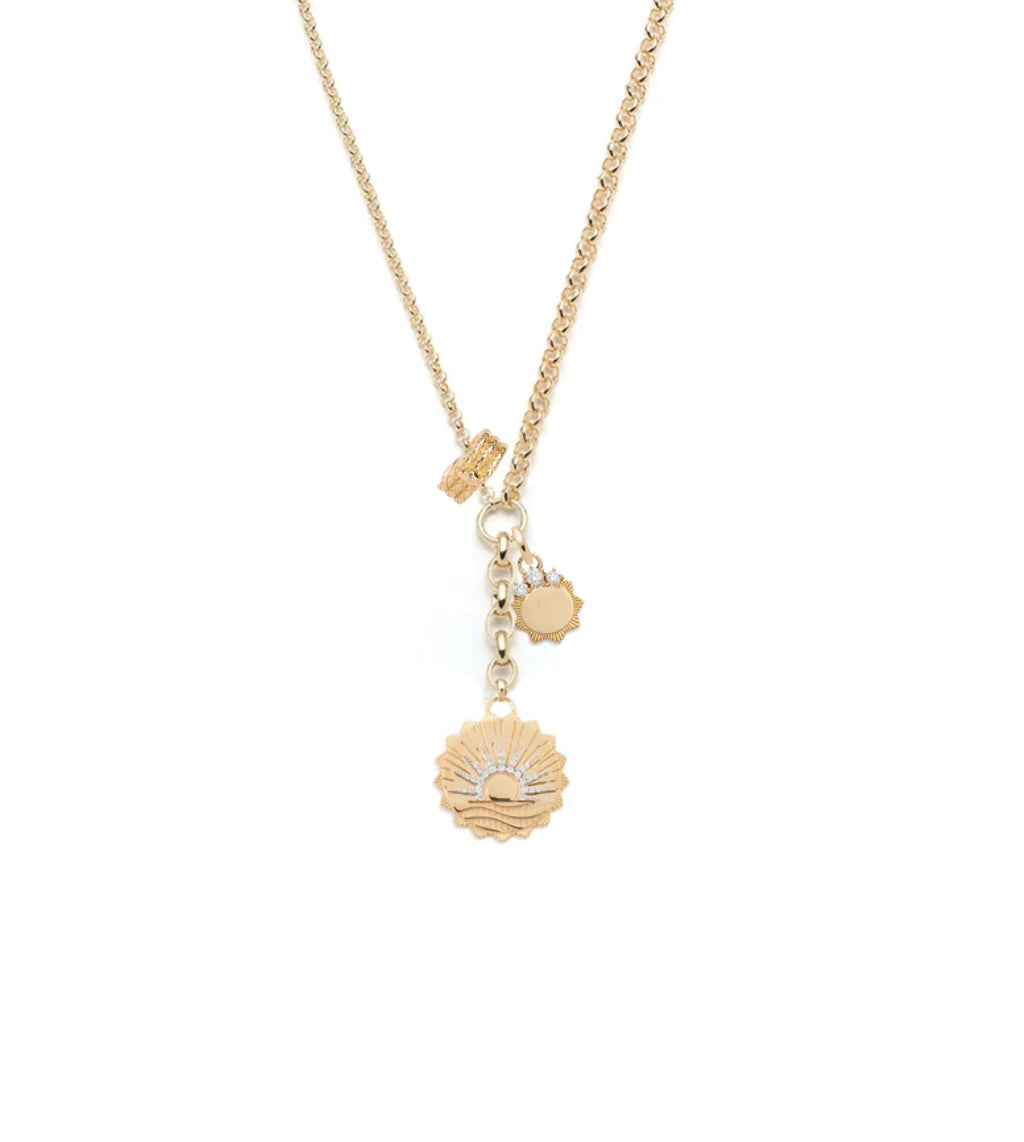 Internal Compass, Engravable & Wholeness :, Medium Mixed Belcher Extension Necklace view 1