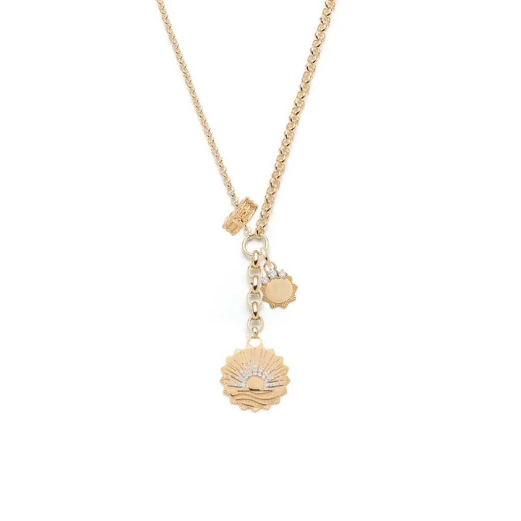 Internal Compass, Engravable & Wholeness : Medium Mixed Belcher Extension Necklace view 1
