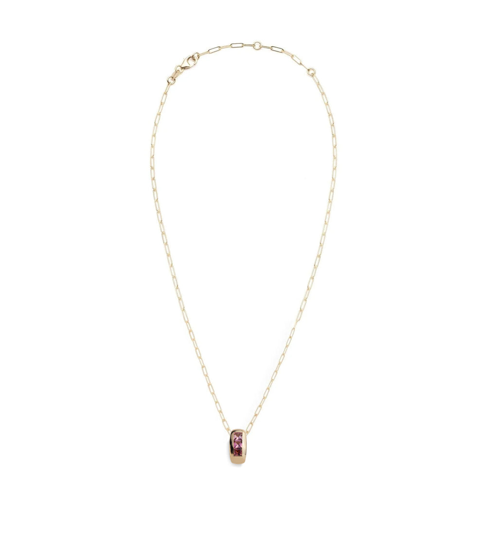 18K Yellow Gold Princess Cut Pink Tourmaline : Gemstone Heart Super Fine Clip Necklace – FoundRae