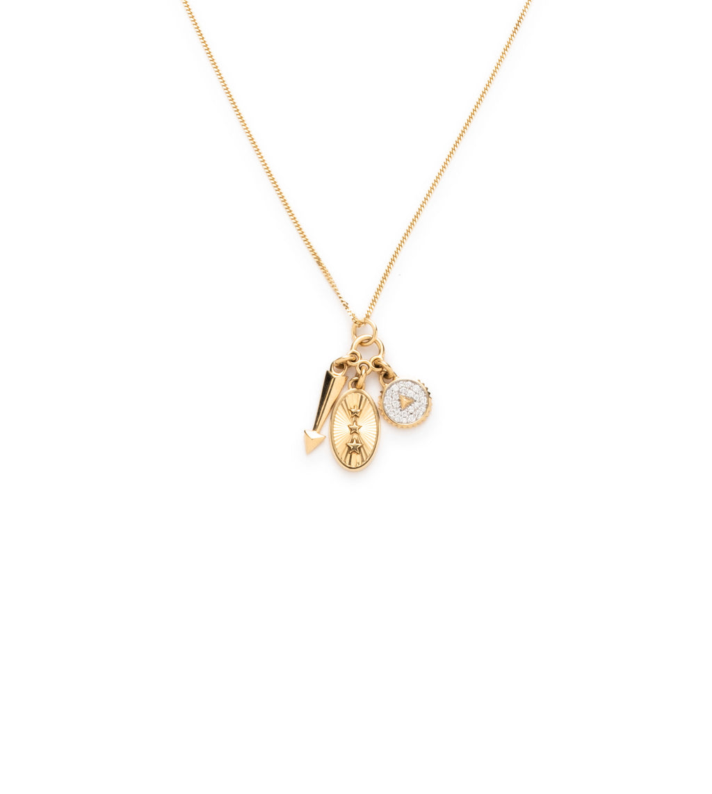 Dream Cluster Fine Diamond Cut Curb Necklace : in Yellow Gold view 1