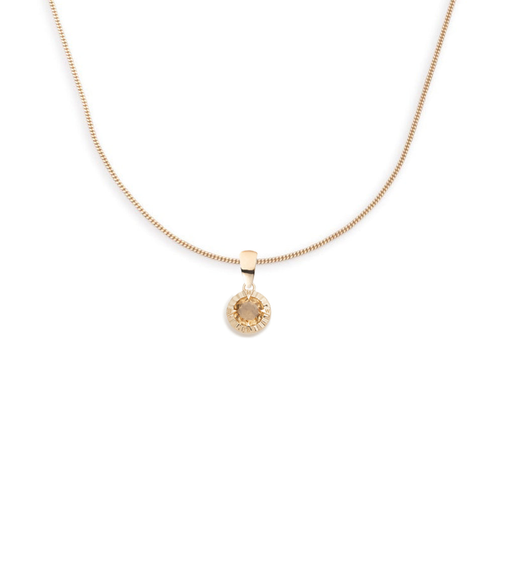 Internal Compass : Champagne Citrine Fine Diamond Cut Curb Necklace view 1