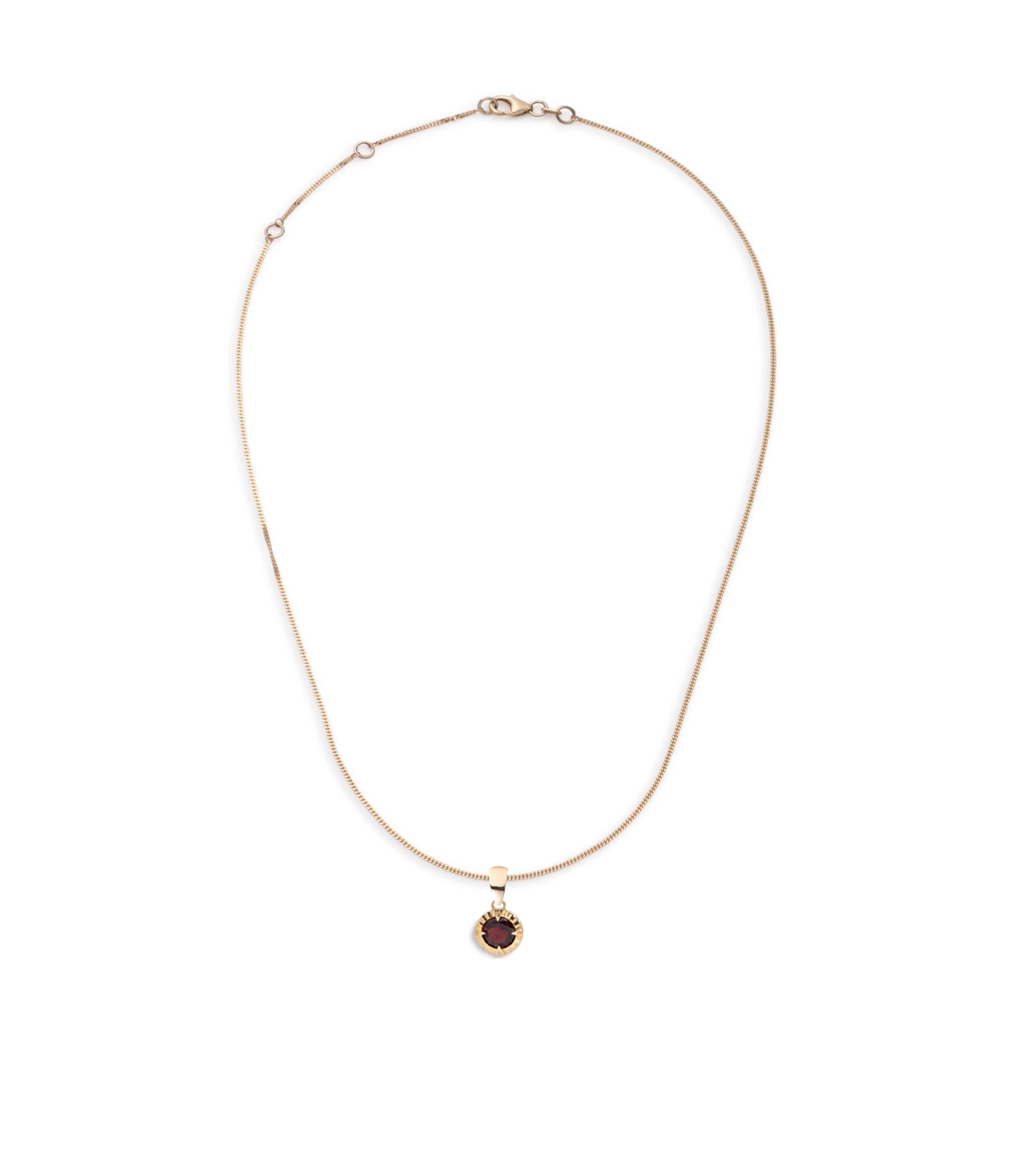 Internal Compass : Garnet Fine Diamond Cut Curb Necklace