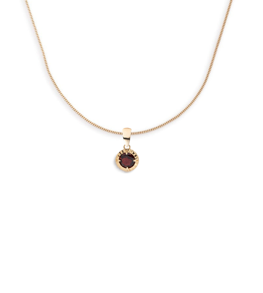 Internal Compass : Garnet Fine Diamond Cut Curb Necklace view 1