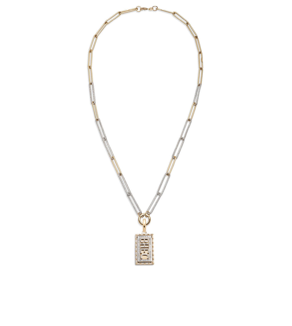 18K Mixed Gold Medium Custom Diamond Initial : Diamond Link Open Necklace – FoundRae