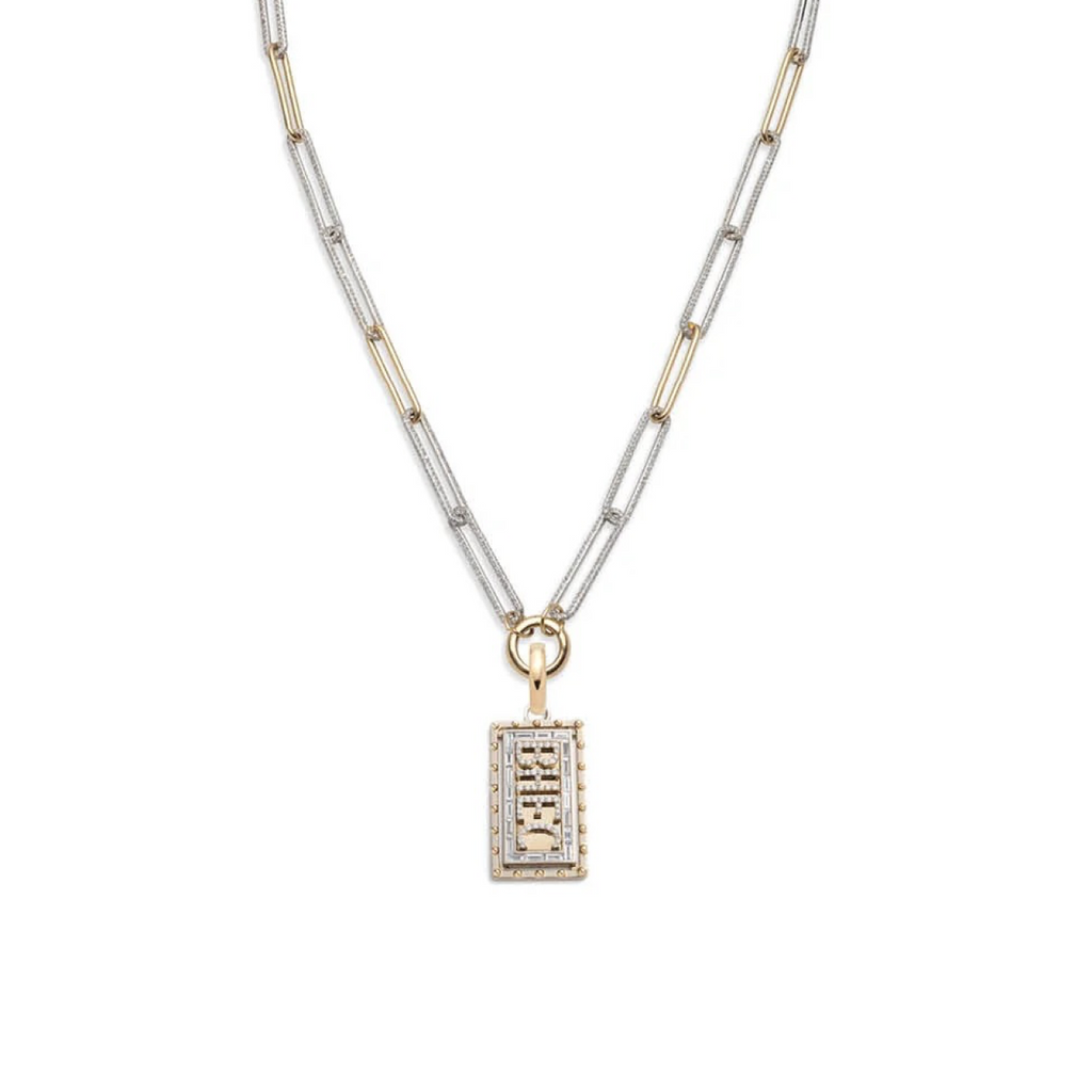Medium Custom Diamond Initial : Diamond Link Open Necklace view 1