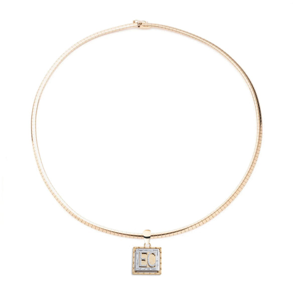 Personalized - True Love | Custom Lovestruck Pierced Small Sleek Collar Necklace | Diamonds, Yellow Gold
