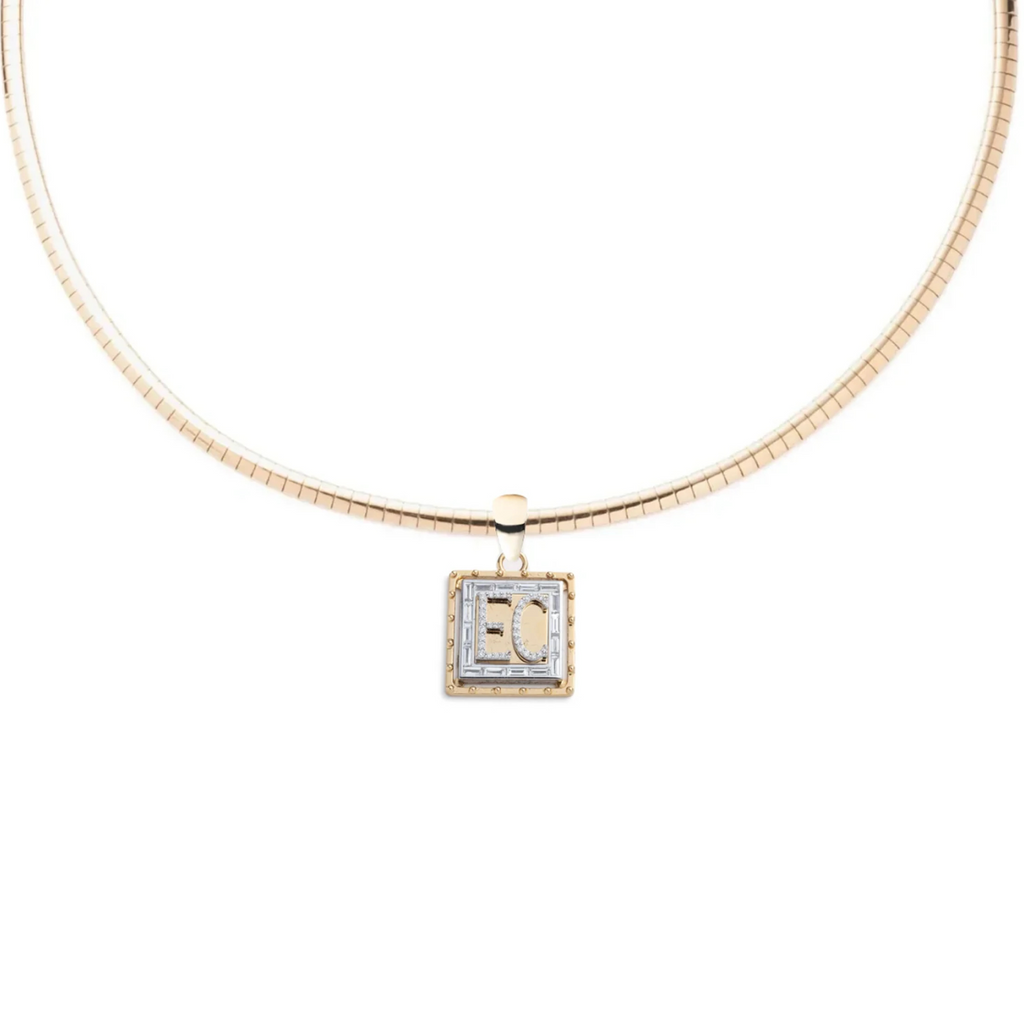 Small Custom Diamond Initial : Sleek Collar Necklace view 1