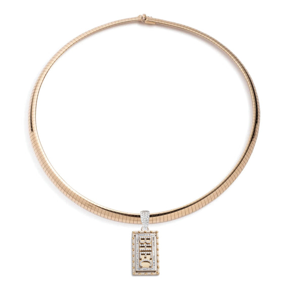 Personalized - True Love | Custom Lovestruck Pierced Medium Sleek Collar Necklace | Diamonds, Yellow Gold
