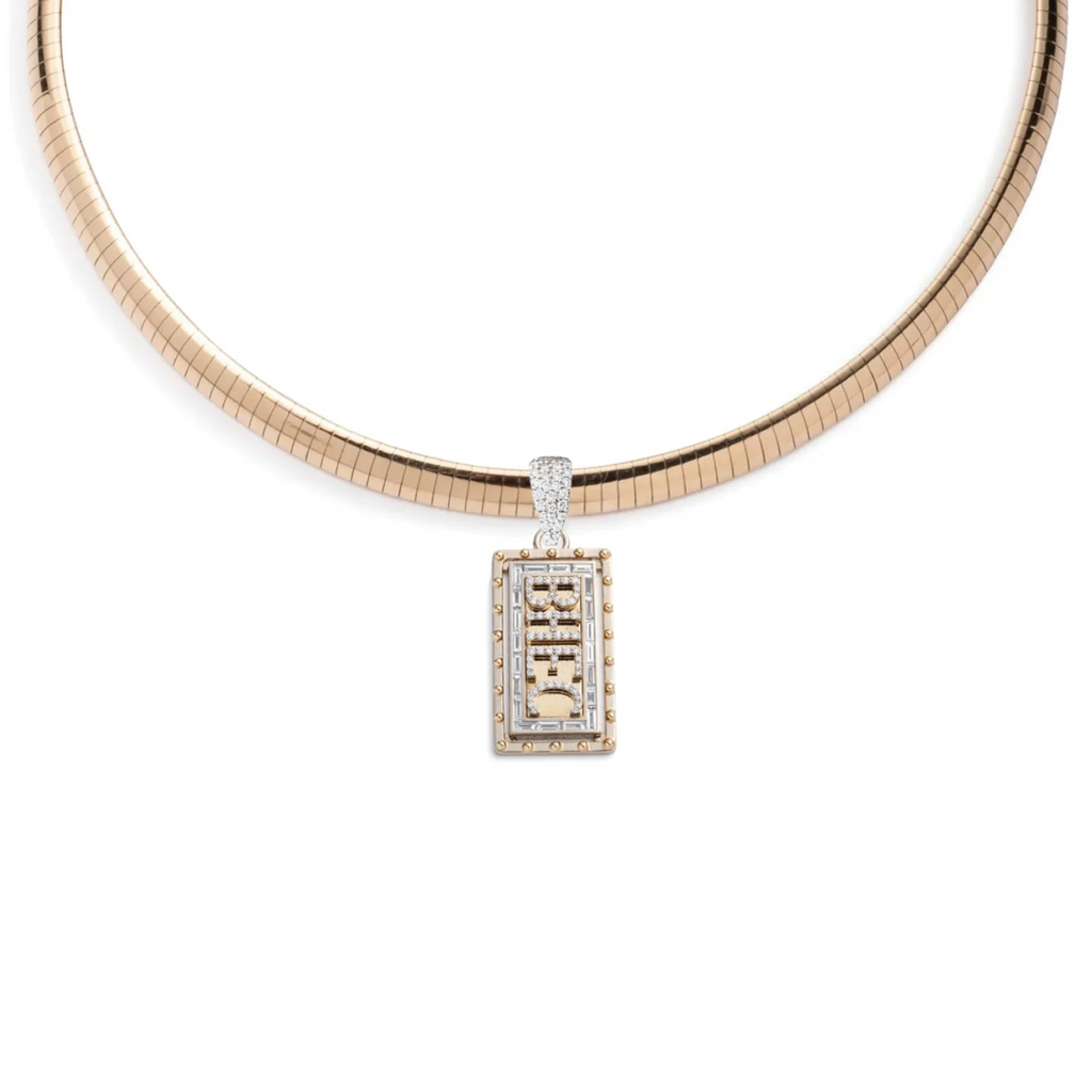 Medium Custom Diamond Initial : Sleek Collar Necklace view 1