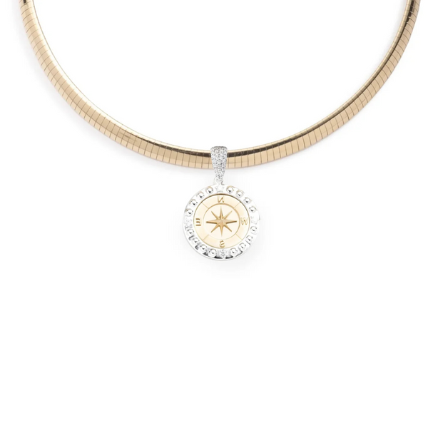 Internal Compass | Medium Sleek Collar Necklace | Diamonds, Mixed Gold